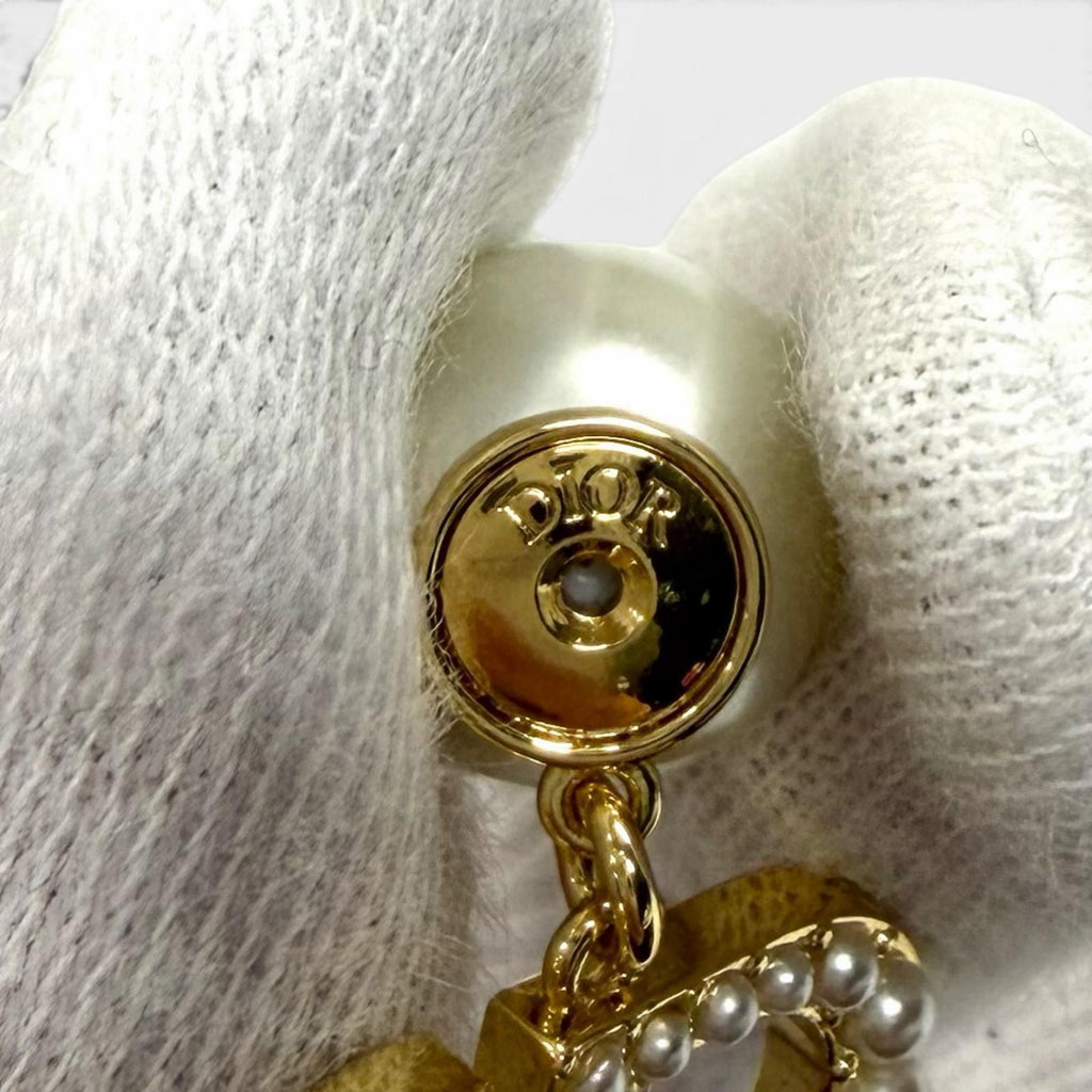 Dior Tribales Earrings CD Crystal Logo Pearl White Gold — view 8