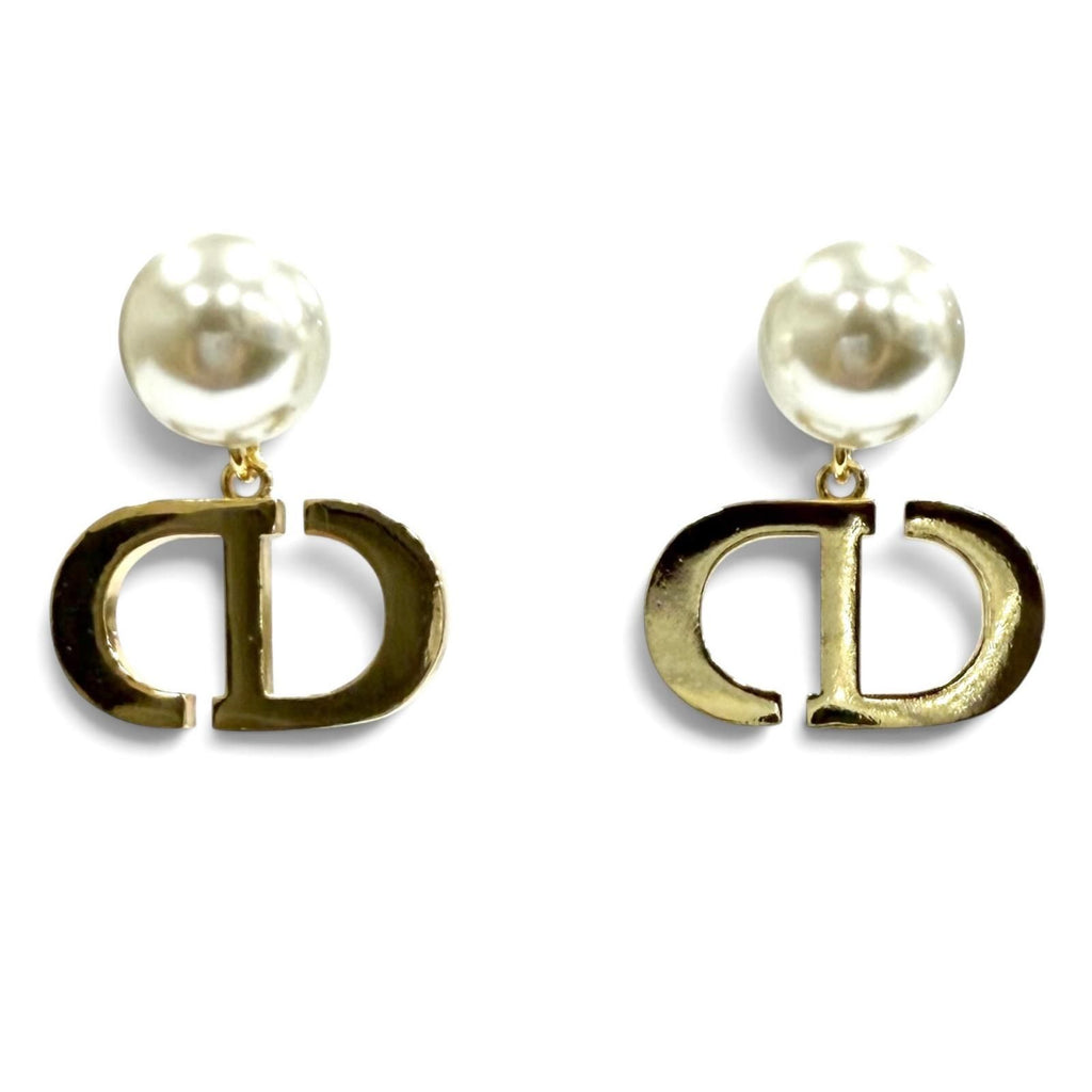 Dior Tribales Earrings CD Crystal Logo Pearl White Gold — view 3