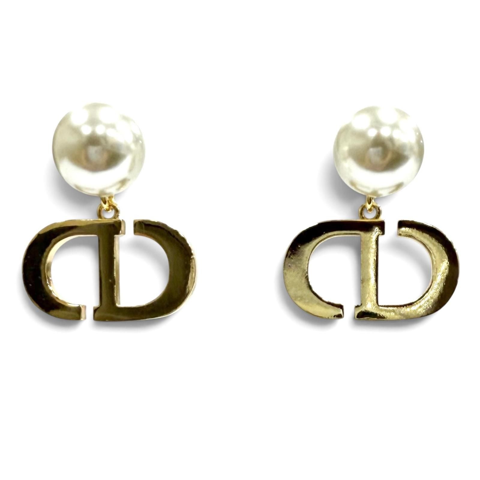 Dior Tribales Earrings CD Crystal Logo Pearl White Gold — view 3