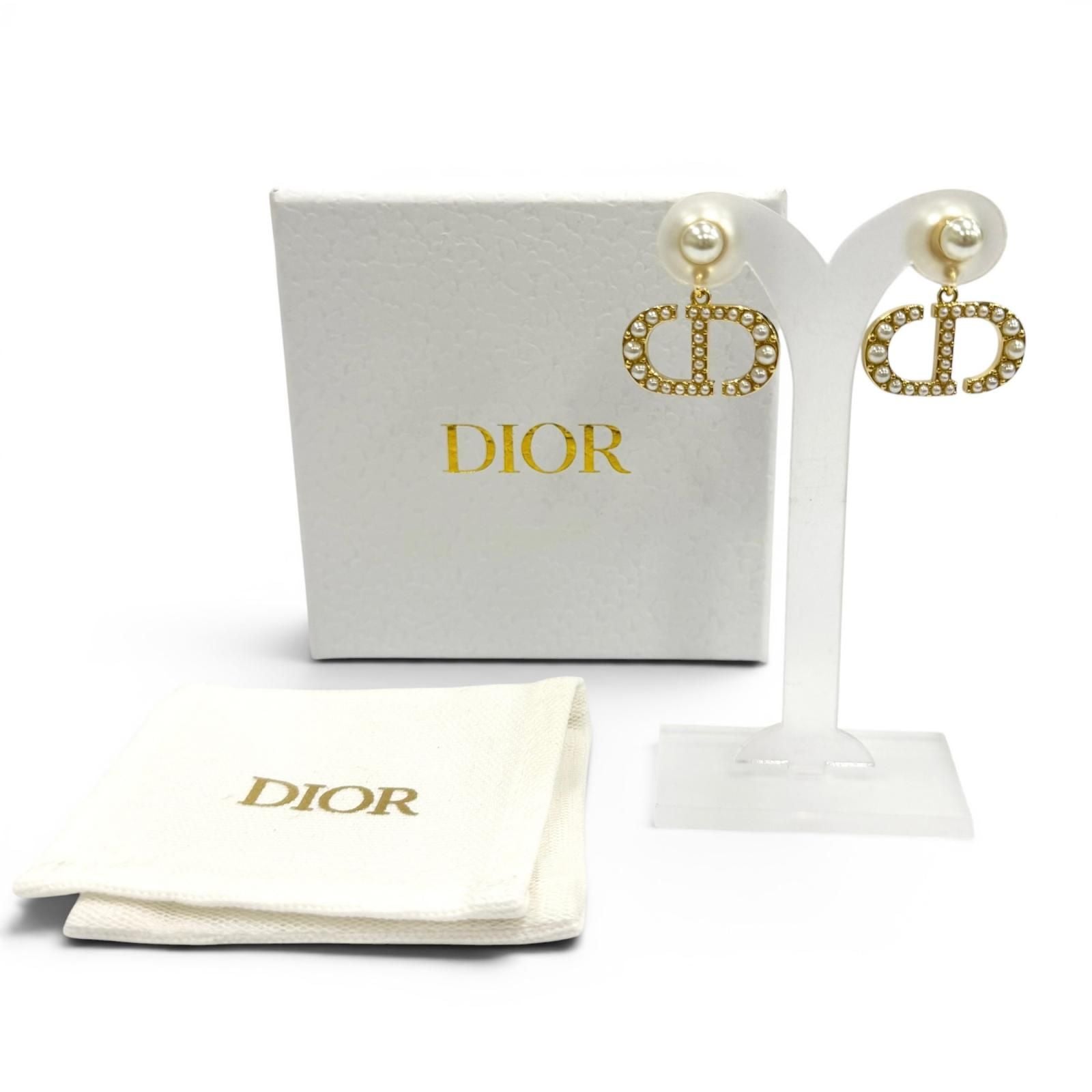 Dior Tribales Earrings CD Crystal Logo Pearl White Gold — view 2