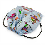 Prada Triangle Logo Surfing All Over Pattern Drawstring Re-Nylon Pouch Blue — view 4