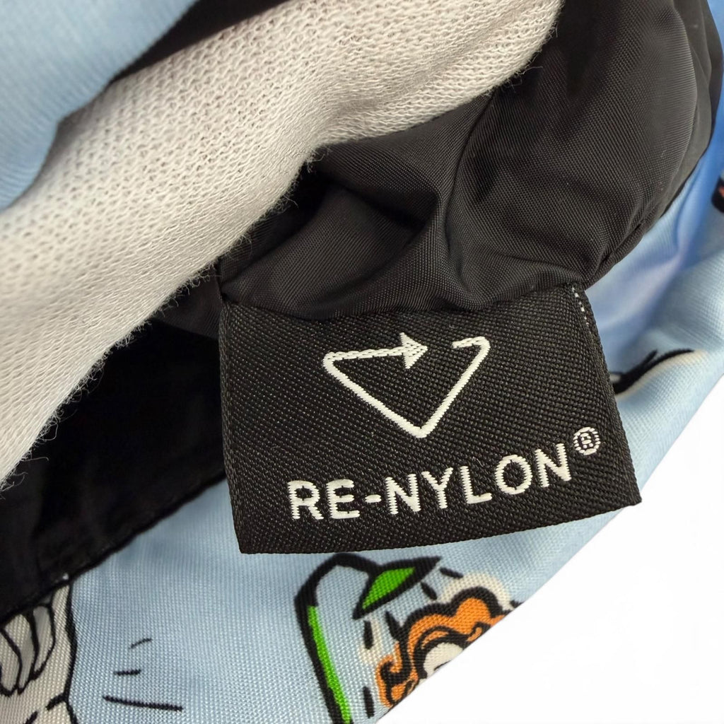 Prada Triangle Logo Surfing All Over Pattern Drawstring Re-Nylon Pouch Blue — view 9