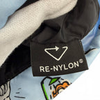 Prada Triangle Logo Surfing All Over Pattern Drawstring Re-Nylon Pouch Blue — view 9