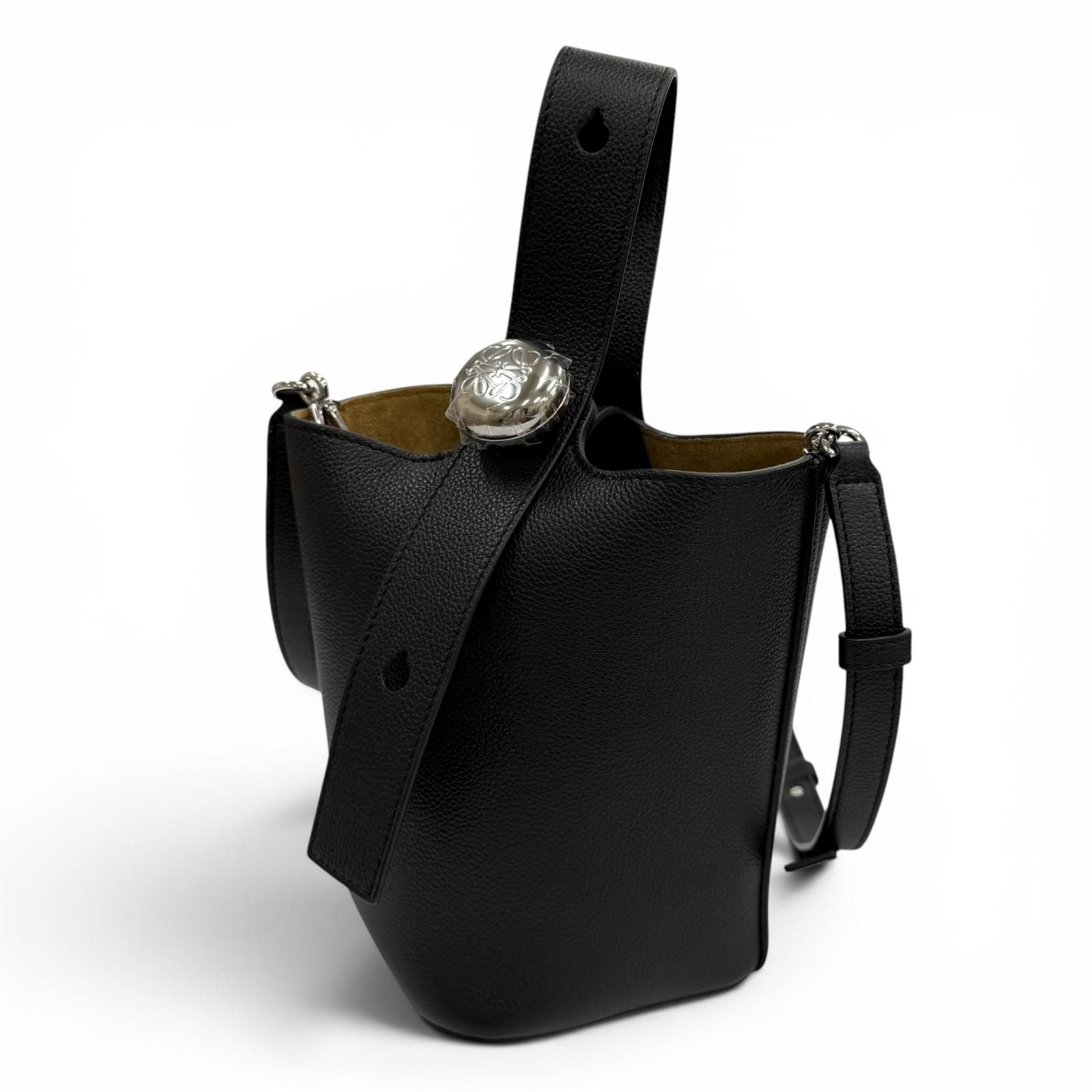 Loewe Pebble Bucket Bag Mini Soft Grain Calf Anagram Leather 2-Way Black