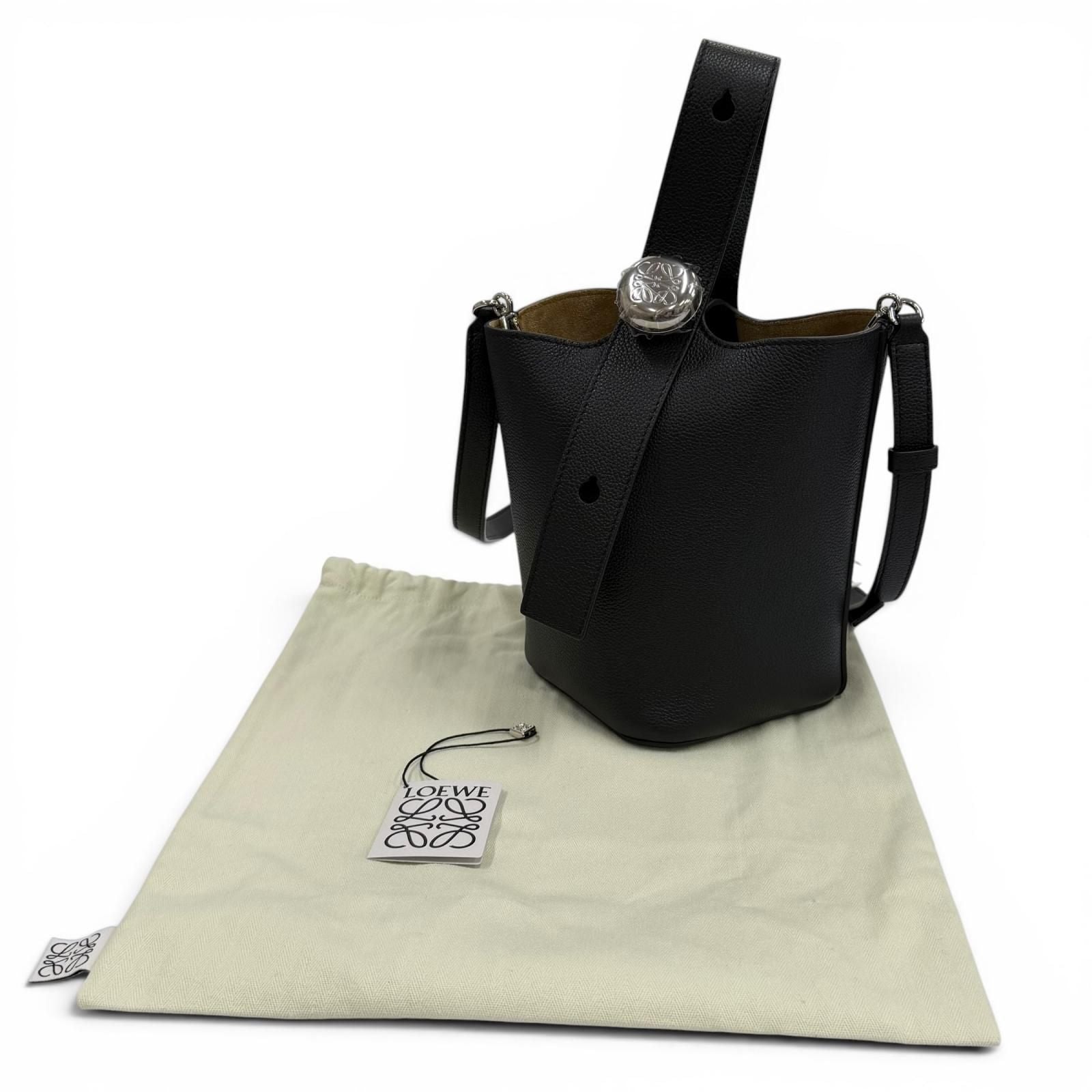 Loewe Pebble Bucket Bag Mini Soft Grain Calf Anagram Leather 2-Way Black — view 2