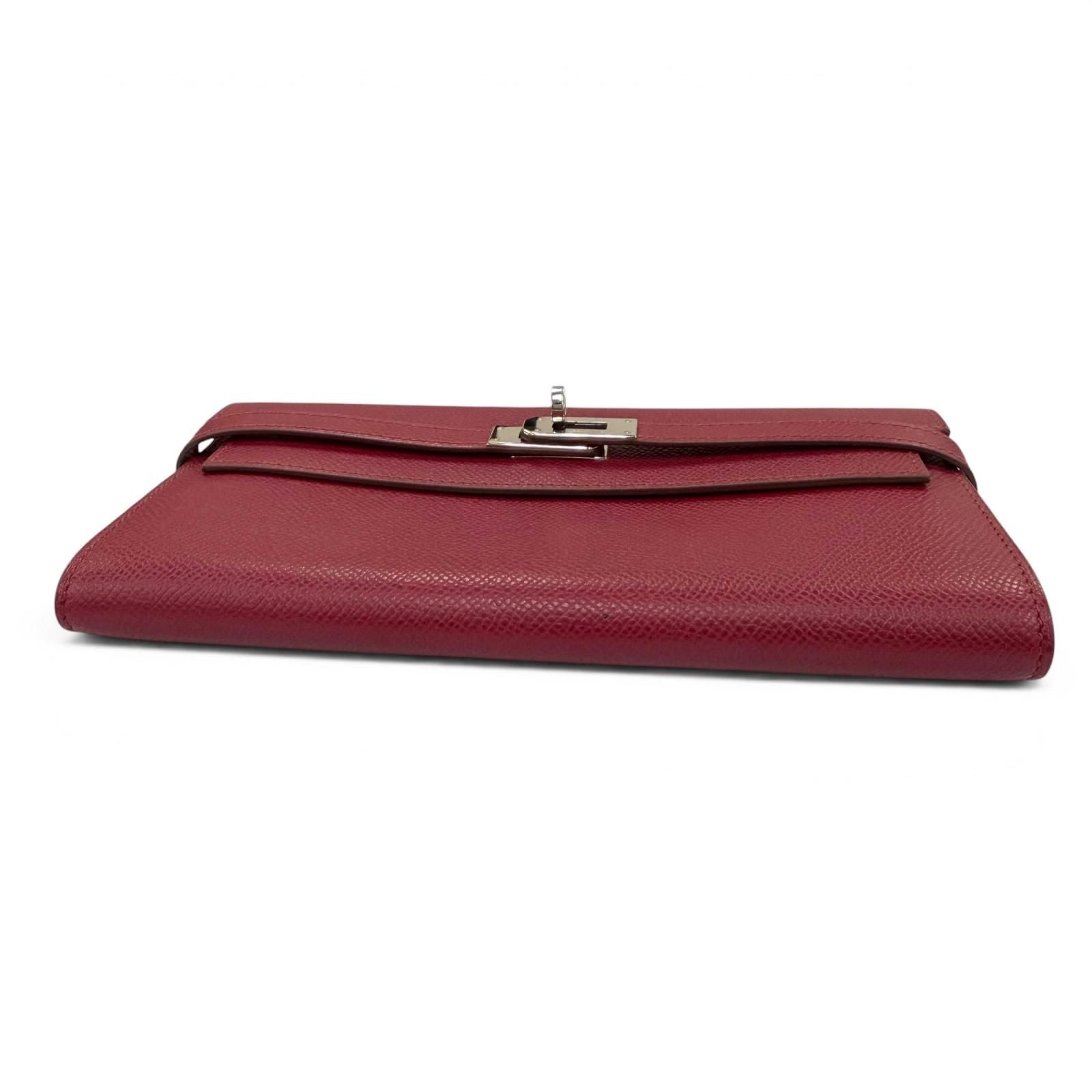 Hermes Kelly Wallet Veau Epsom Ruby Silver — view 3