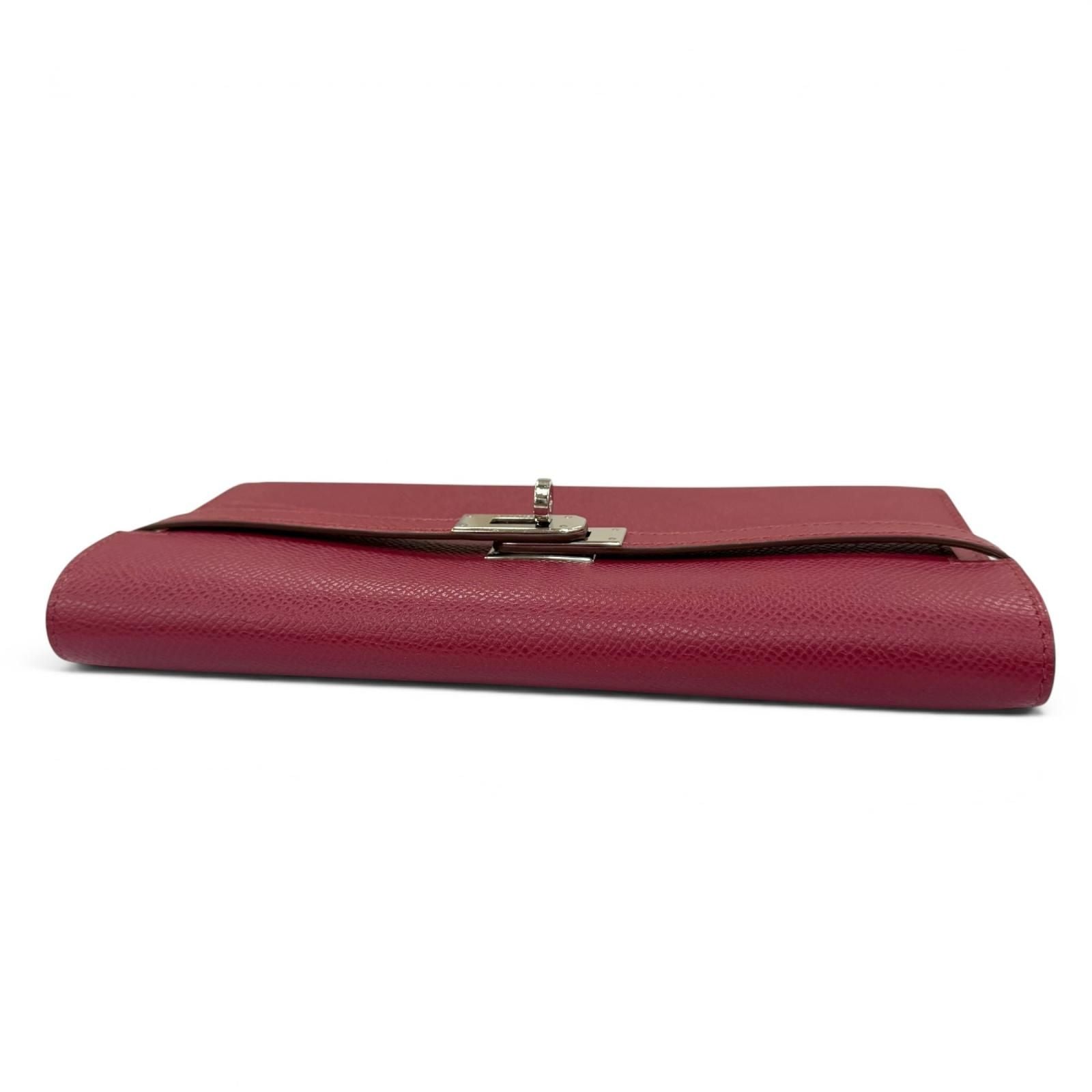 Hermes Kelly Wallet Veau Epsom Ruby Silver — view 4