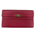 Hermes Kelly Wallet Veau Epsom Ruby Silver