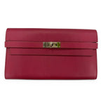 Hermes Kelly Wallet Veau Epsom Ruby Silver