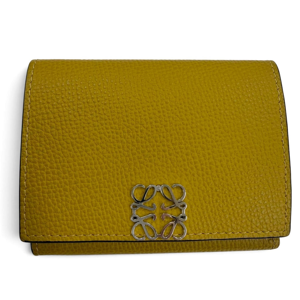 Loewe Anagram Trifold Wallet Grain Calf Leather Compact Brown