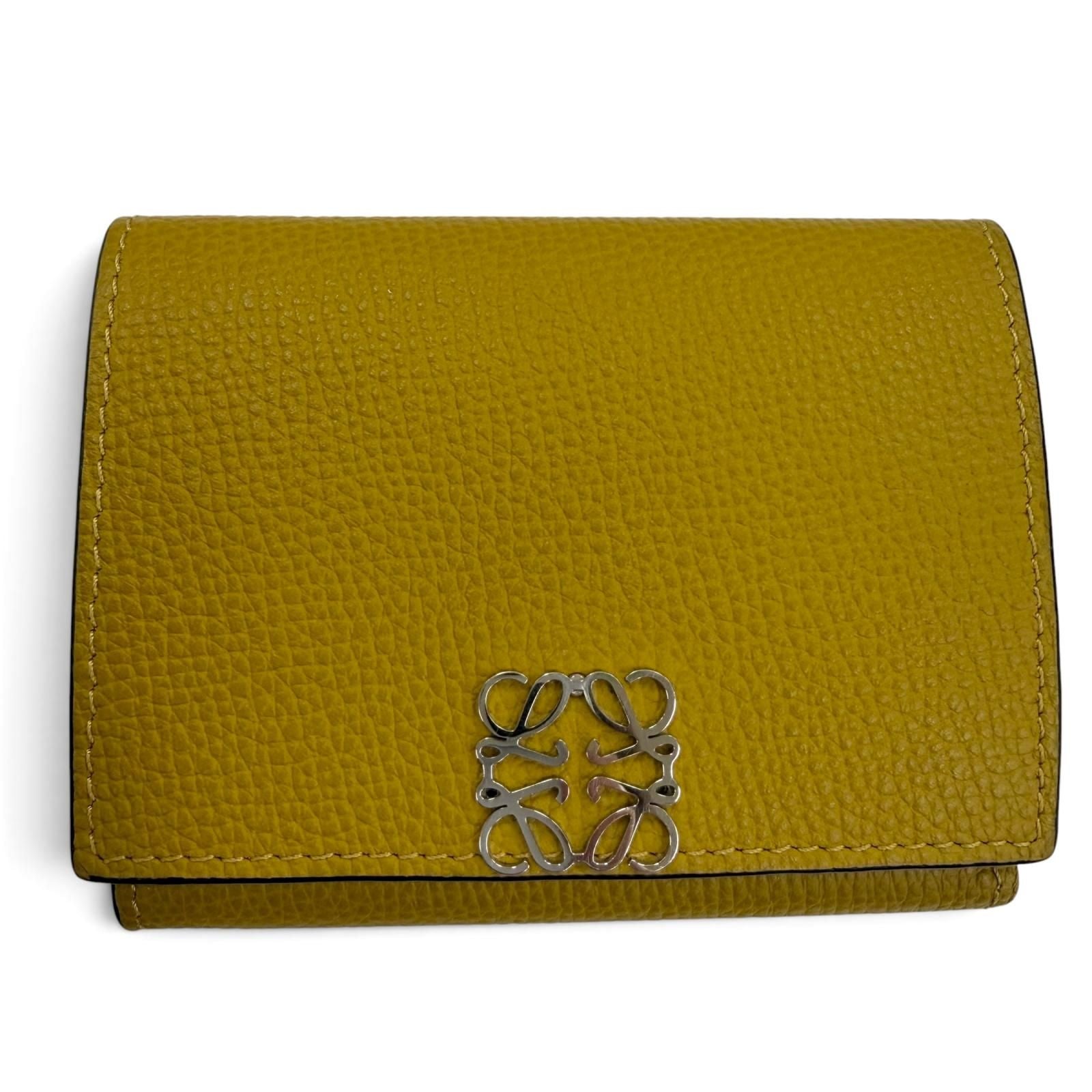 Loewe Anagram Trifold Wallet Grain Calf Leather Compact Brown