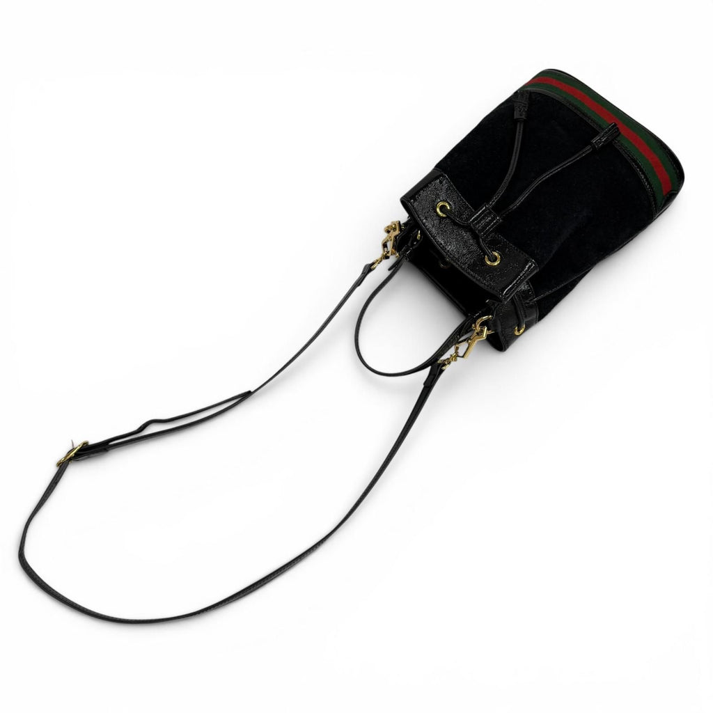 Gucci Sherry Line Suede Cut Replacement Leather 2-Way Shoulder Bag Black — view 8