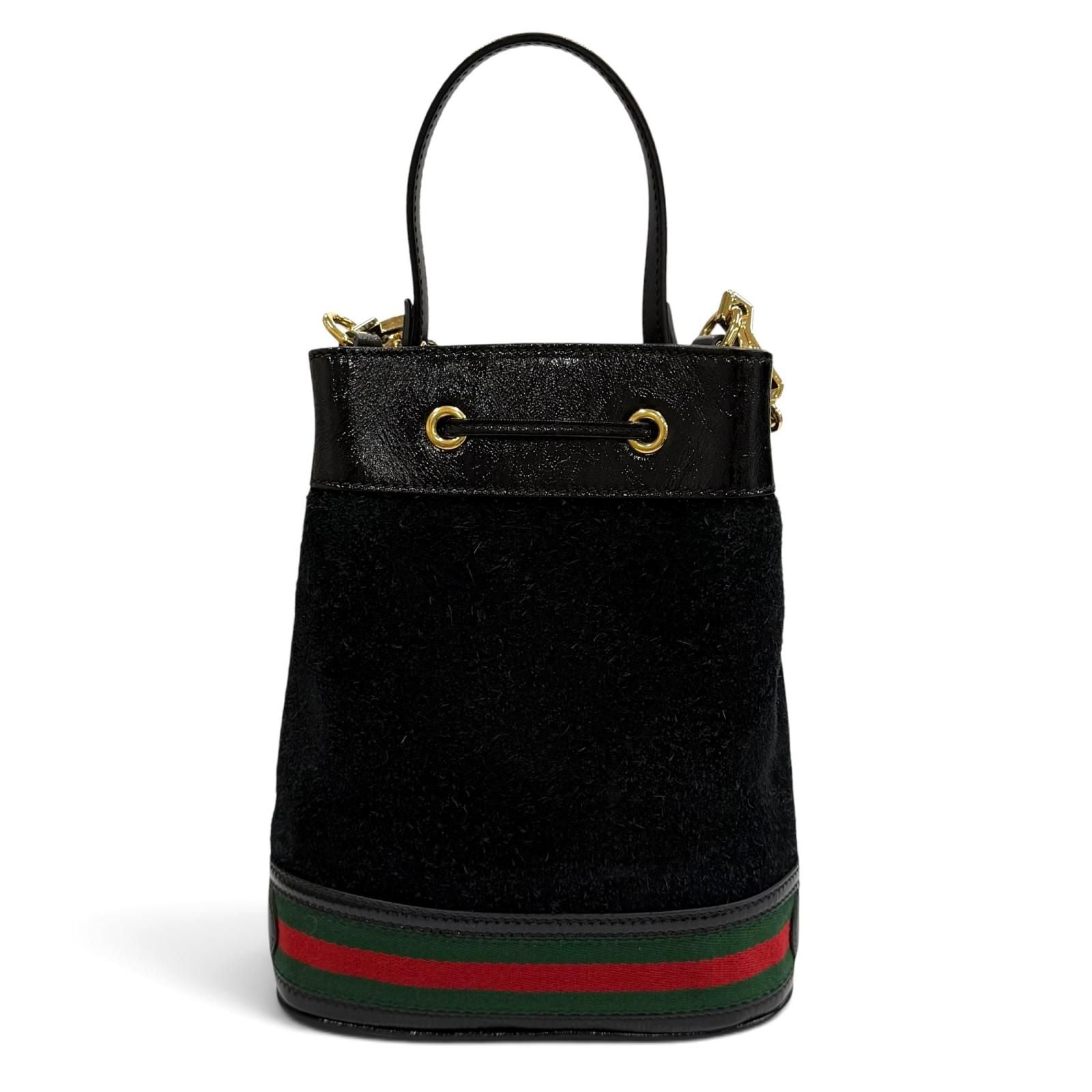 Gucci Sherry Line Suede Cut Replacement Leather 2-Way Shoulder Bag Black — view 3