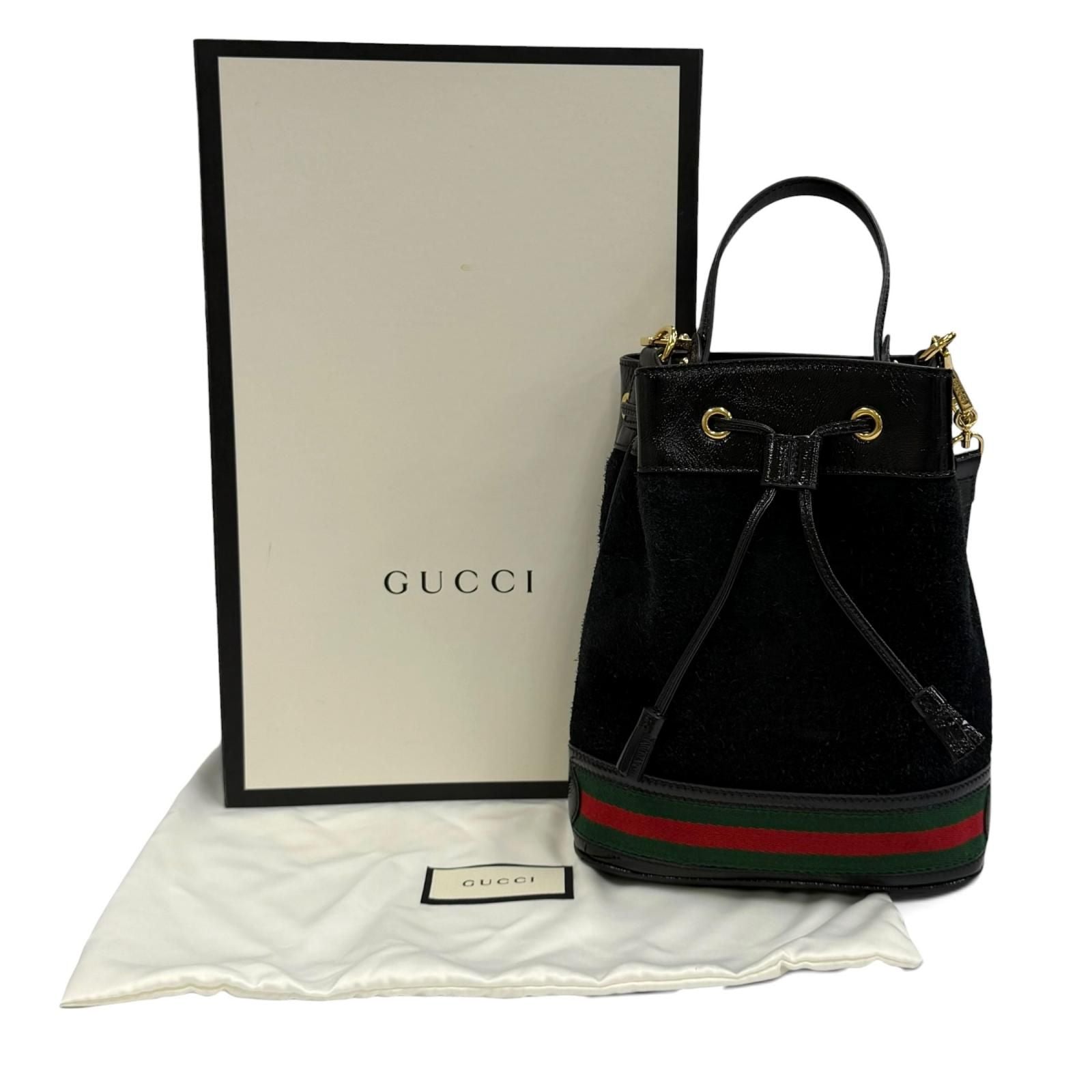 Gucci Sherry Line Suede Cut Replacement Leather 2-Way Shoulder Bag Black — view 2