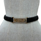 Chanel 23c Logo Buckle Rhinestone Leather Belt Black Gold — view 3