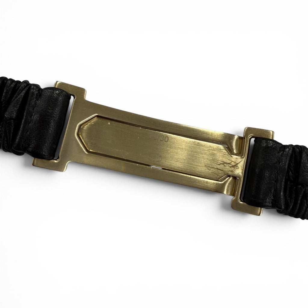 Chanel 23c Logo Buckle Rhinestone Leather Belt Black Gold — view 9
