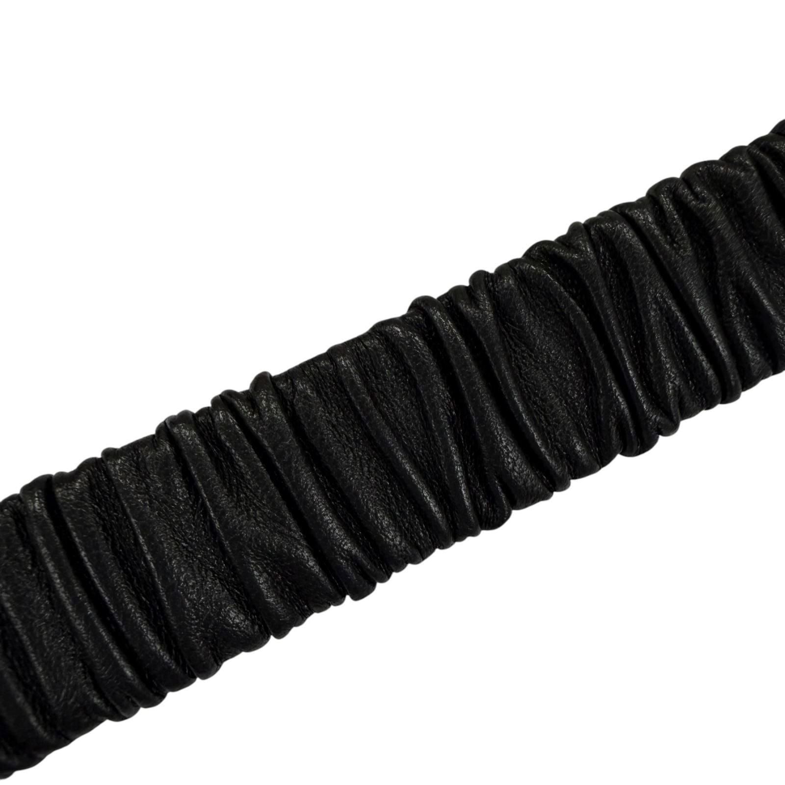 Chanel 23c Logo Buckle Rhinestone Leather Belt Black Gold — view 7