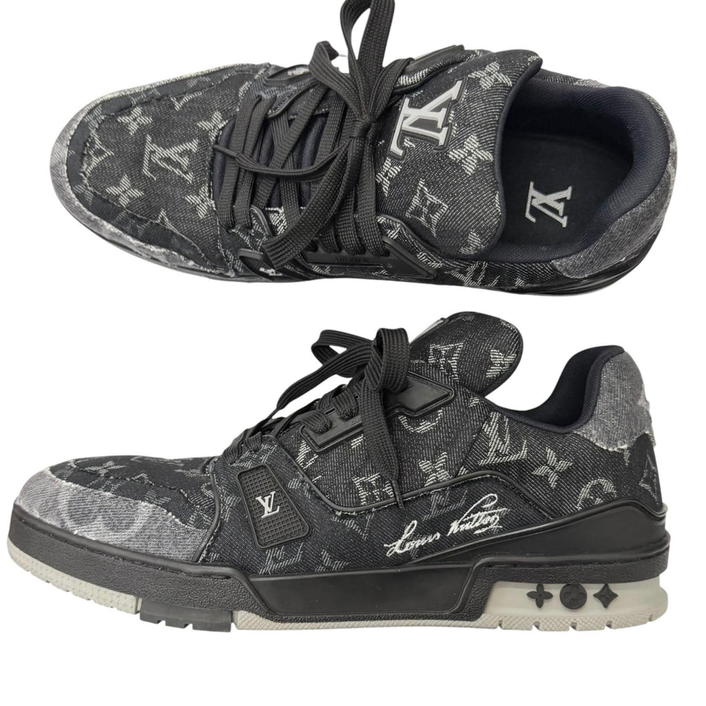 Louis Vuitton LV Trainers Line Monogram Denim Low Cut Sneakers Black 9.5 — view 3