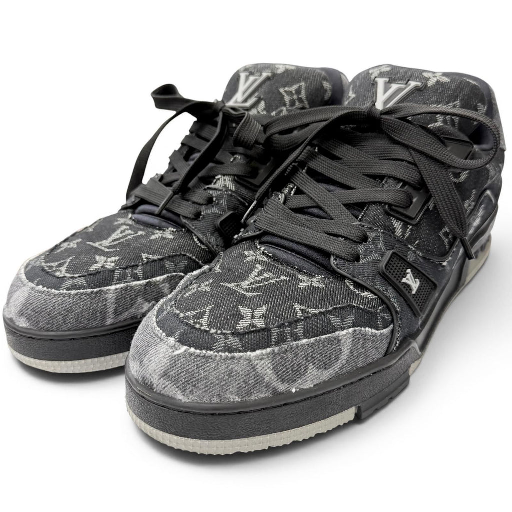 Louis Vuitton LV Trainers Line Monogram Denim Low Cut Sneakers Black 9.5