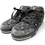 Louis Vuitton LV Trainers Line Monogram Denim Low Cut Sneakers Black 9.5