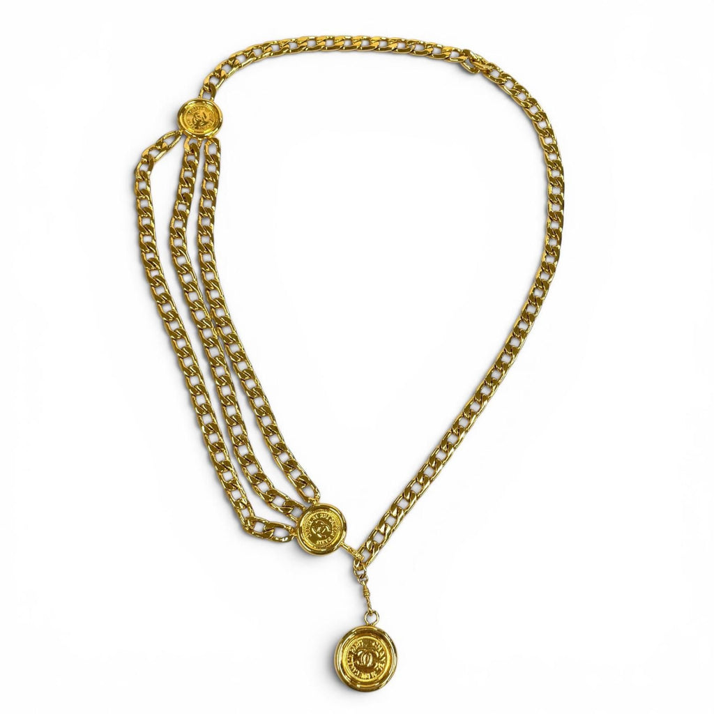 Chanel Vintage CC Logo Metal Chain Belt Gold — view 3