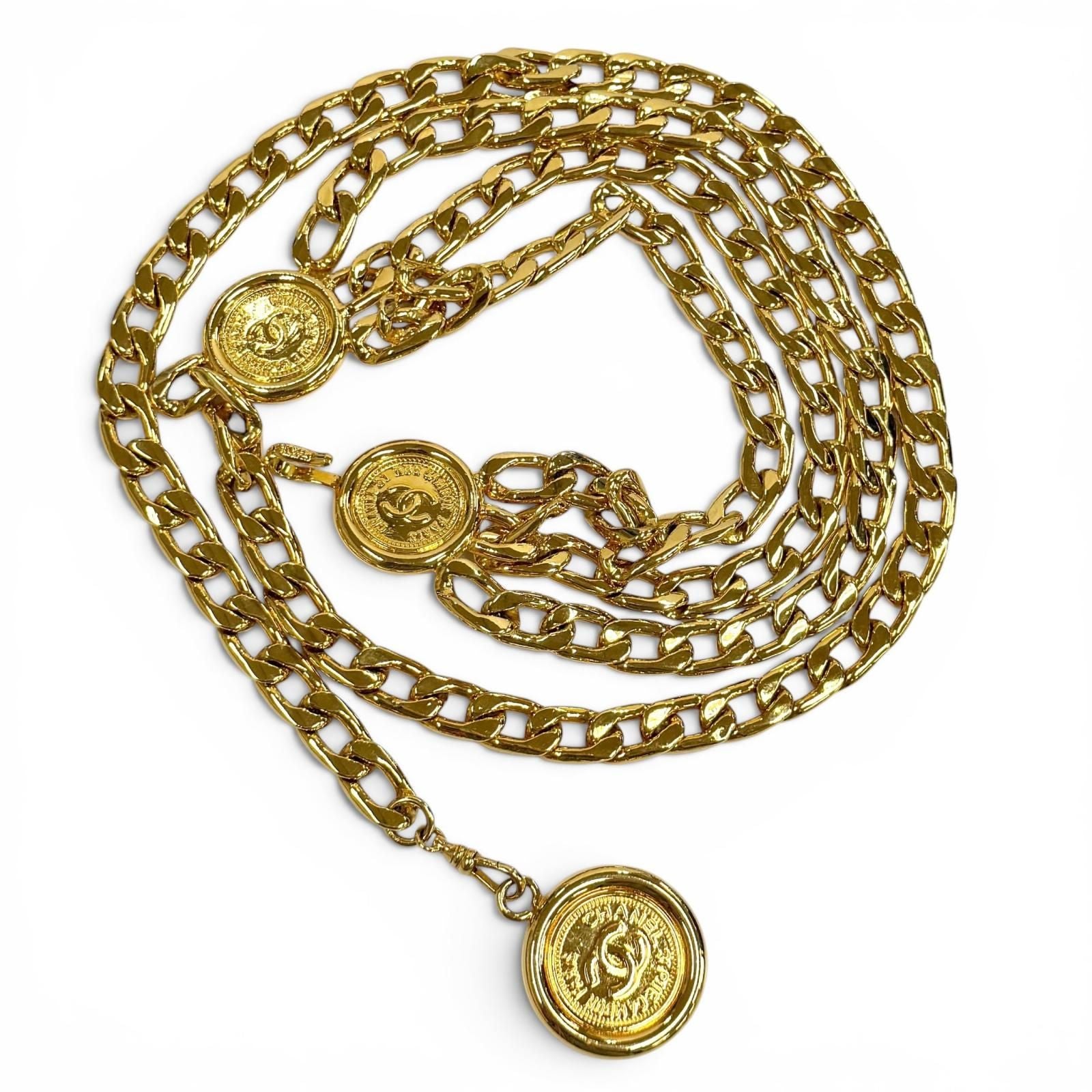 Chanel Vintage CC Logo Metal Chain Belt Gold