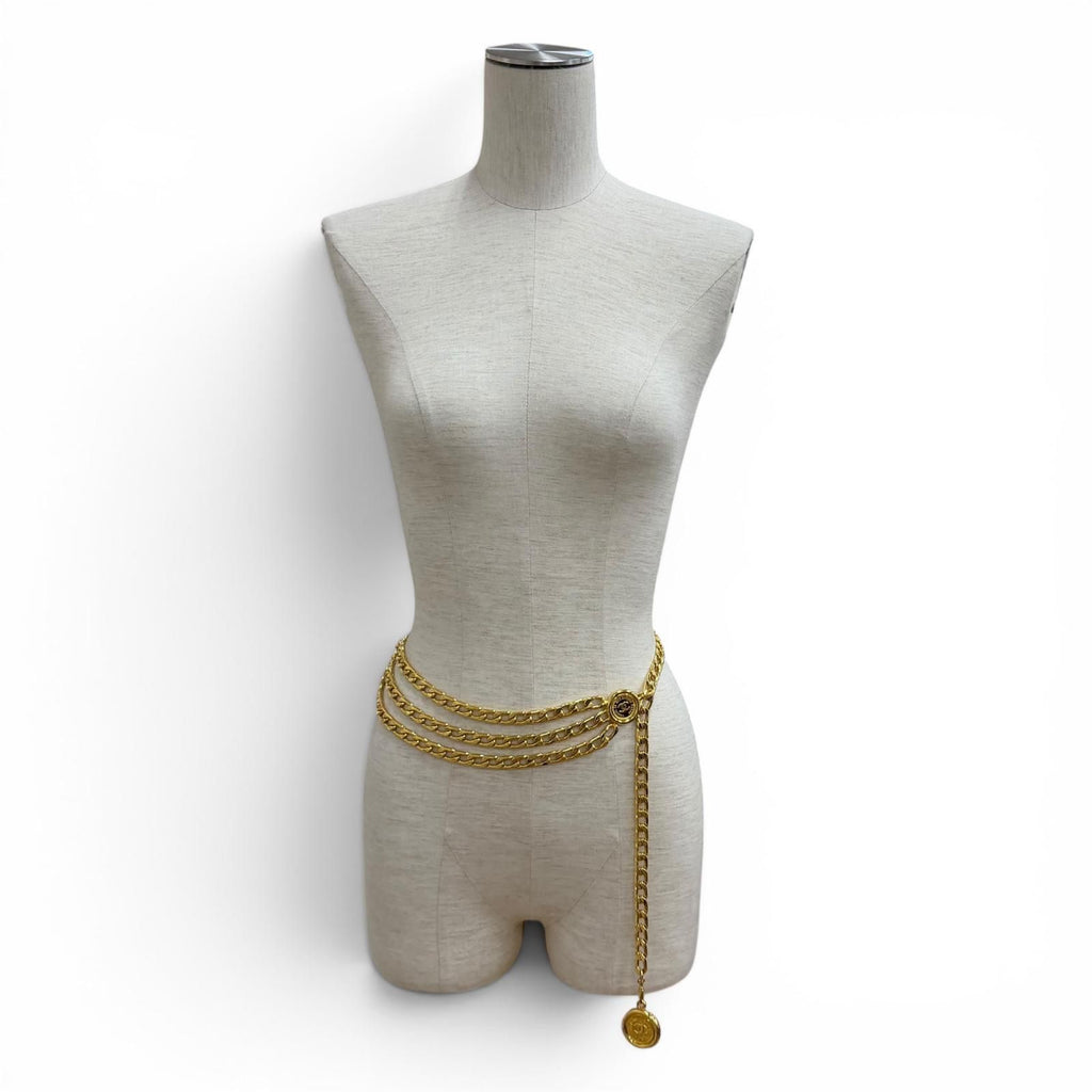 Chanel Vintage CC Logo Metal Chain Belt Gold — view 4