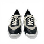 Hermes Bouncing Sneakers Fabric Leather Black Beige White — view 2