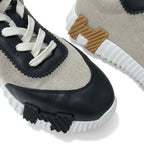 Hermes Bouncing Sneakers Fabric Leather Black Beige White — view 9