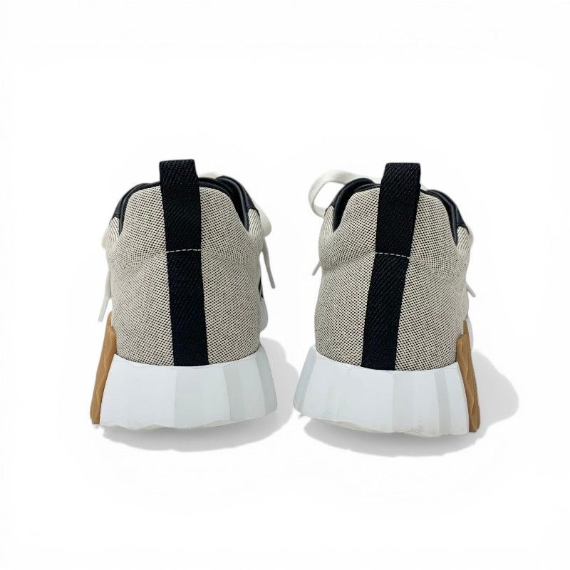Hermes Bouncing Sneakers Fabric Leather Black Beige White — view 5
