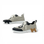 Hermes Bouncing Sneakers Fabric Leather Black Beige White — view 3