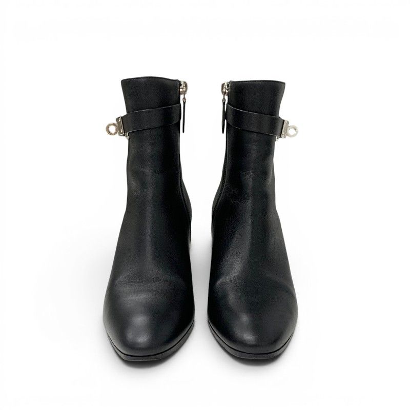 Hermes Saint Germain Boots Short Shoes Leather Black Silver Kelly — view 2