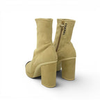 Chanel Boots Short Shoes Suede Patent Beige Black Gold Logo CC Charm Bicolor — view 4