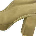 Chanel Boots Short Shoes Suede Patent Beige Black Gold Logo CC Charm Bicolor — view 9