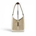 Gucci Jackie Line GG Canvas Leather Shoulder Bag Hobo White