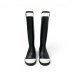 Chanel Boots Long Shoes Rubber Black White CC Logo Rain — view 2