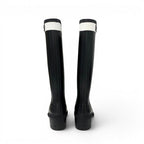 Chanel Boots Long Shoes Rubber Black White CC Logo Rain — view 5