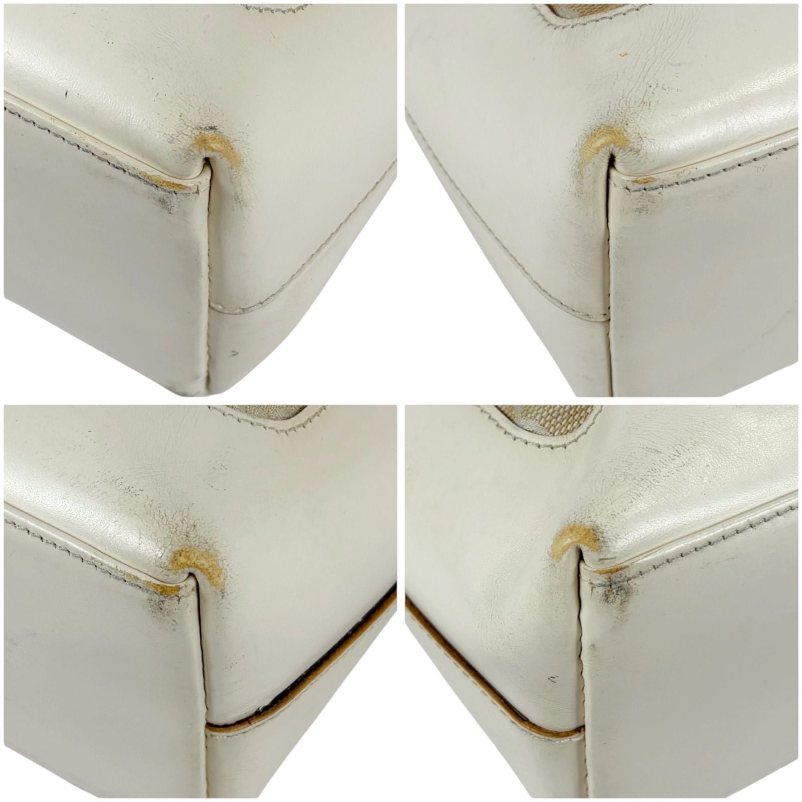 Gucci Jackie Line GG Canvas Leather Shoulder Bag Hobo White — view 5