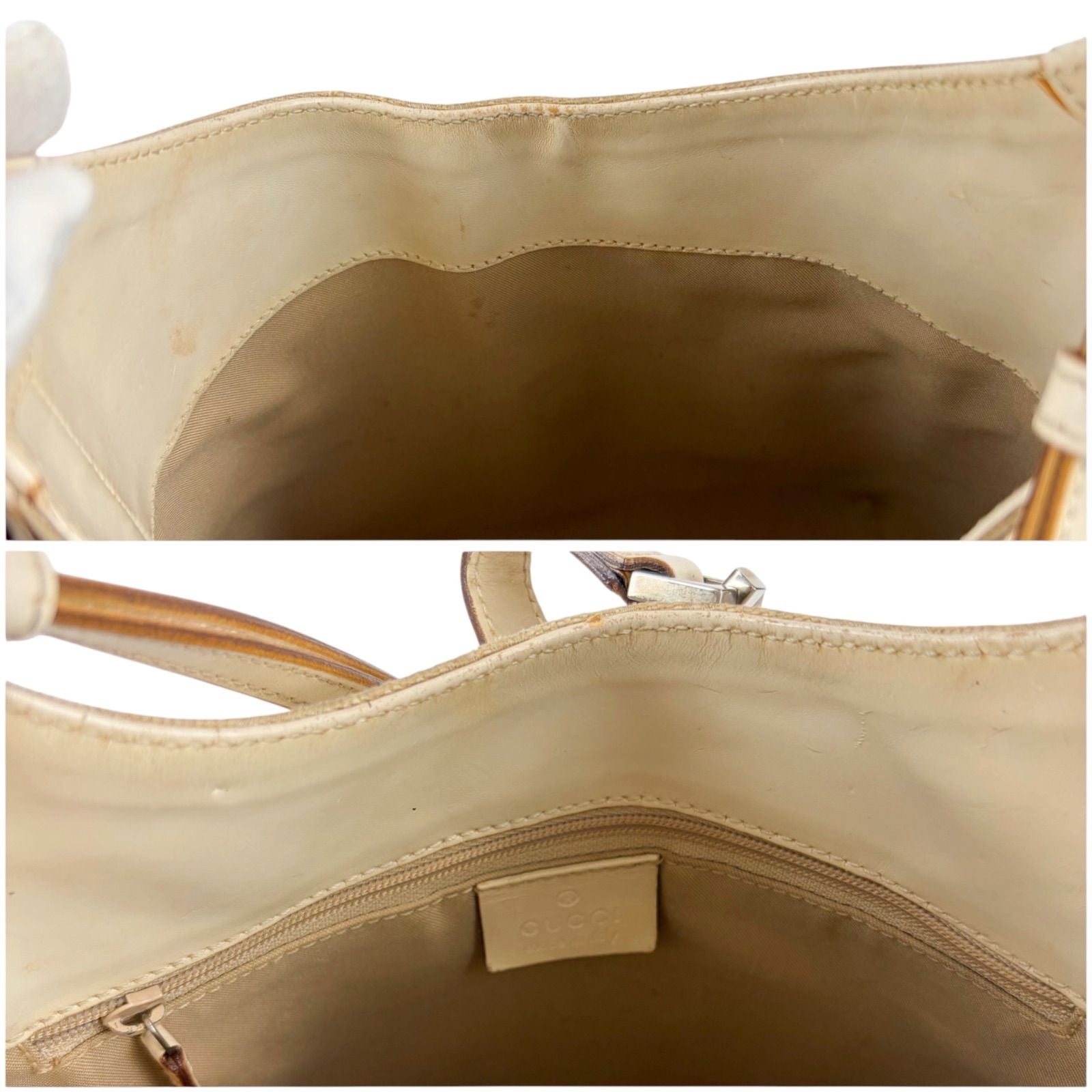 Gucci Jackie Line GG Canvas Leather Shoulder Bag Hobo White — view 7