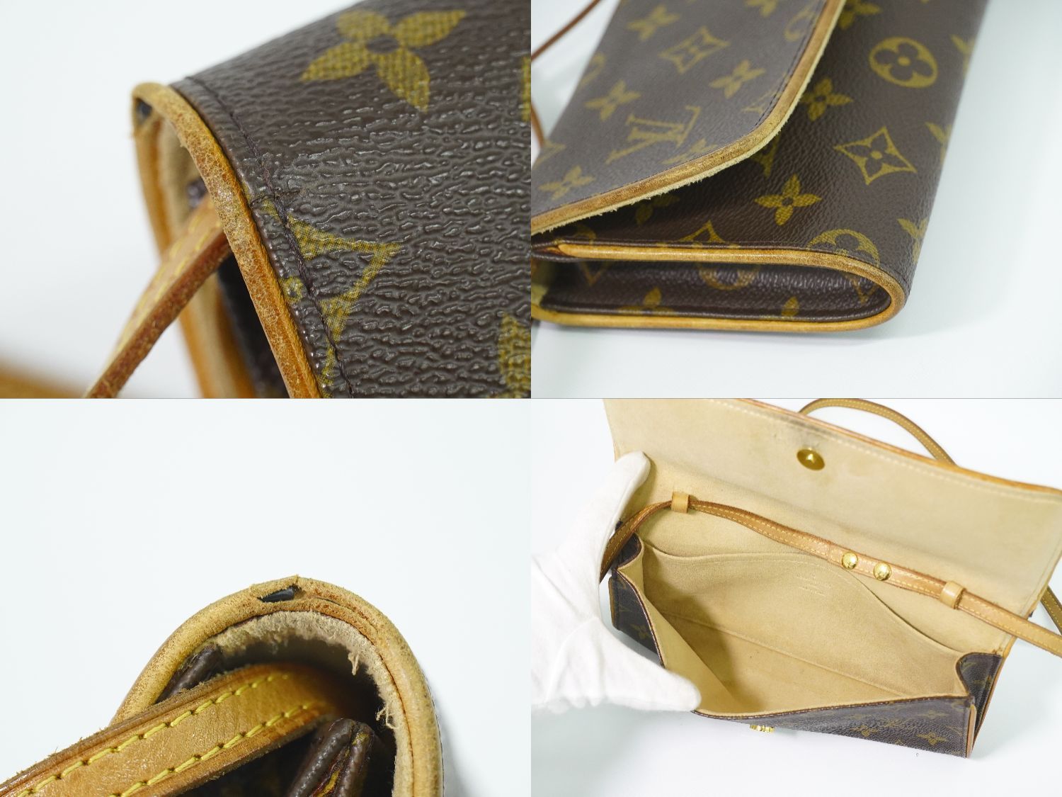 Louis Vuitton LV Pochette Twin GM Monogram 2-Way Shoulder Bag Clutch Brown — view 8