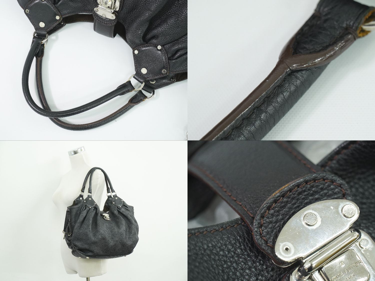 Louis Vuitton LV Mahina Neo L Leather Shoulder Bag Noir Black — view 6