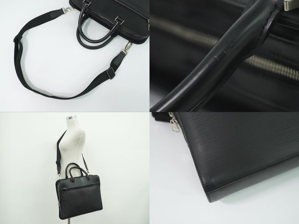 Louis Vuitton LV Bassano MM Epi Leather 2-Way Business Bag Handbag Noir Black — view 6