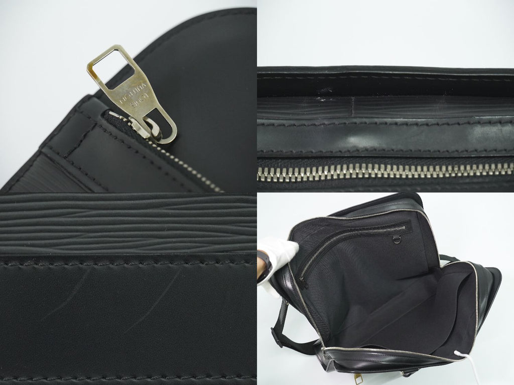 Louis Vuitton LV Bassano MM Epi Leather 2-Way Business Bag Handbag Noir Black — view 7