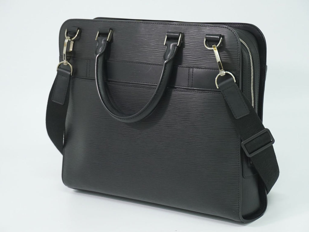 Louis Vuitton LV Bassano MM Epi Leather 2-Way Business Bag Handbag Noir Black — view 2