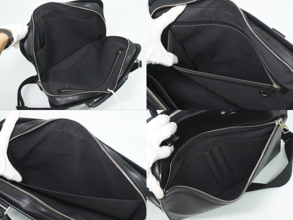 Louis Vuitton LV Bassano MM Epi Leather 2-Way Business Bag Handbag Noir Black — view 8