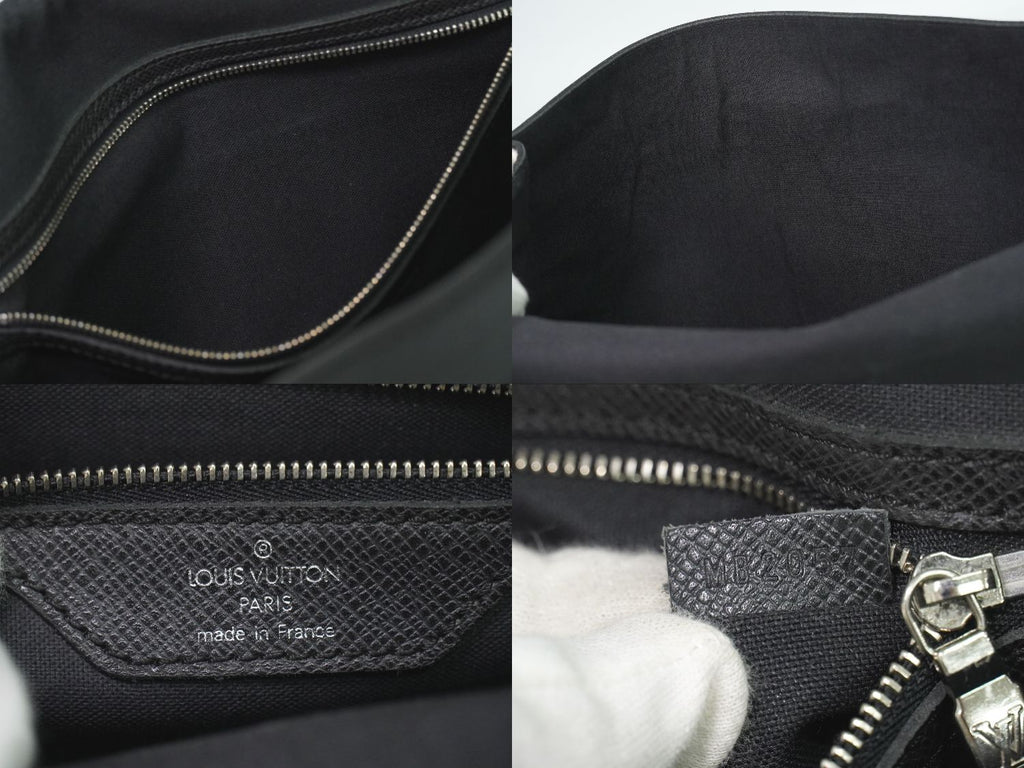 Louis Vuitton LV Alexei Taiga Leather Shoulder Bag Ardoise Black — view 9