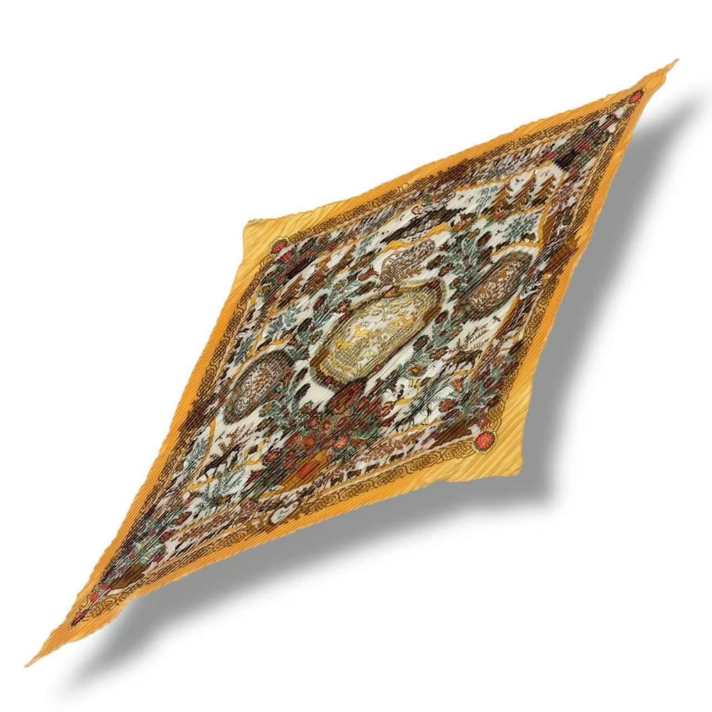 Hermes Scarf Pleated Silk Decoupages Paper Cutting Yellow