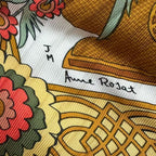 Hermes Scarf Pleated Silk Decoupages Paper Cutting Yellow — view 6