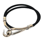 Hermes Jumbo Bracelet Choker Black Silver Cotton Code