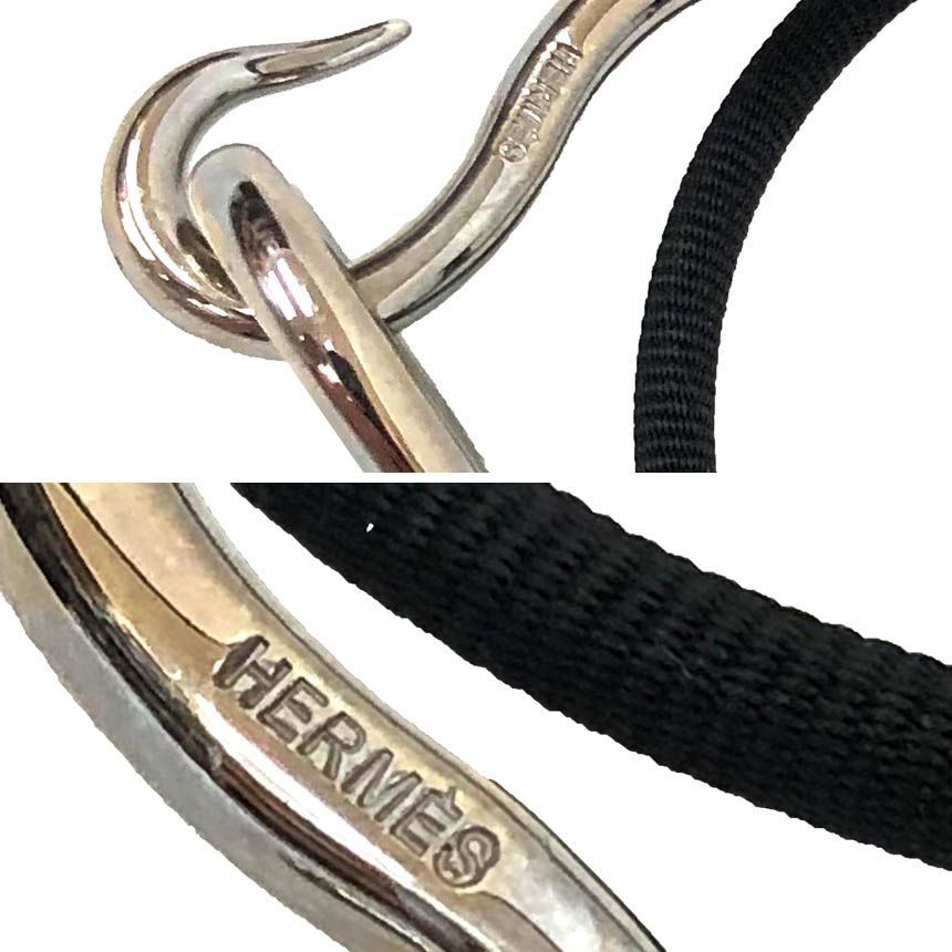 Hermes Jumbo Bracelet Choker Black Silver Cotton Code — view 3